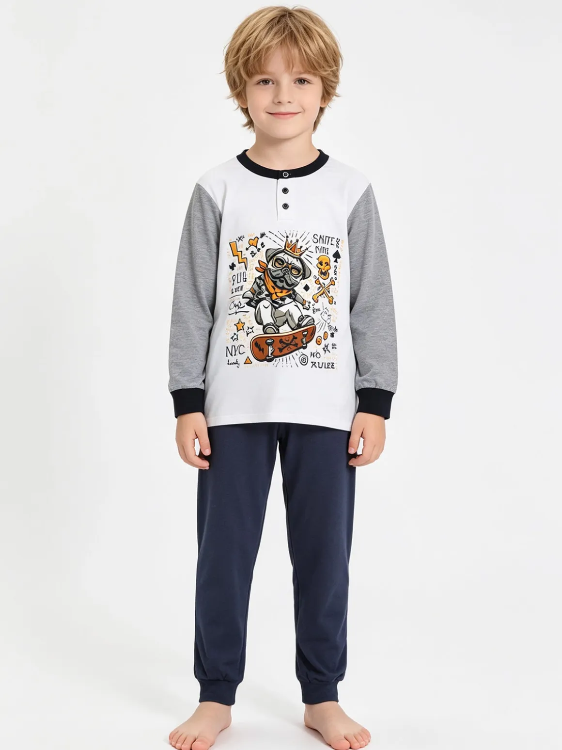 Hooky Pigiama bulldog lungo in cotone