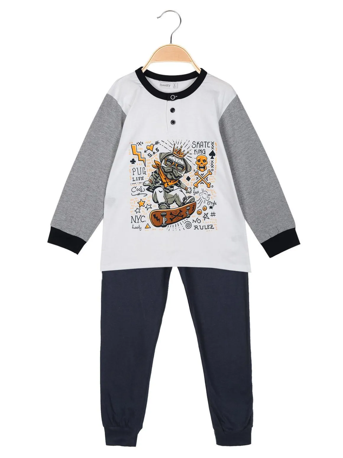 Hooky Pigiama bulldog lungo in cotone
