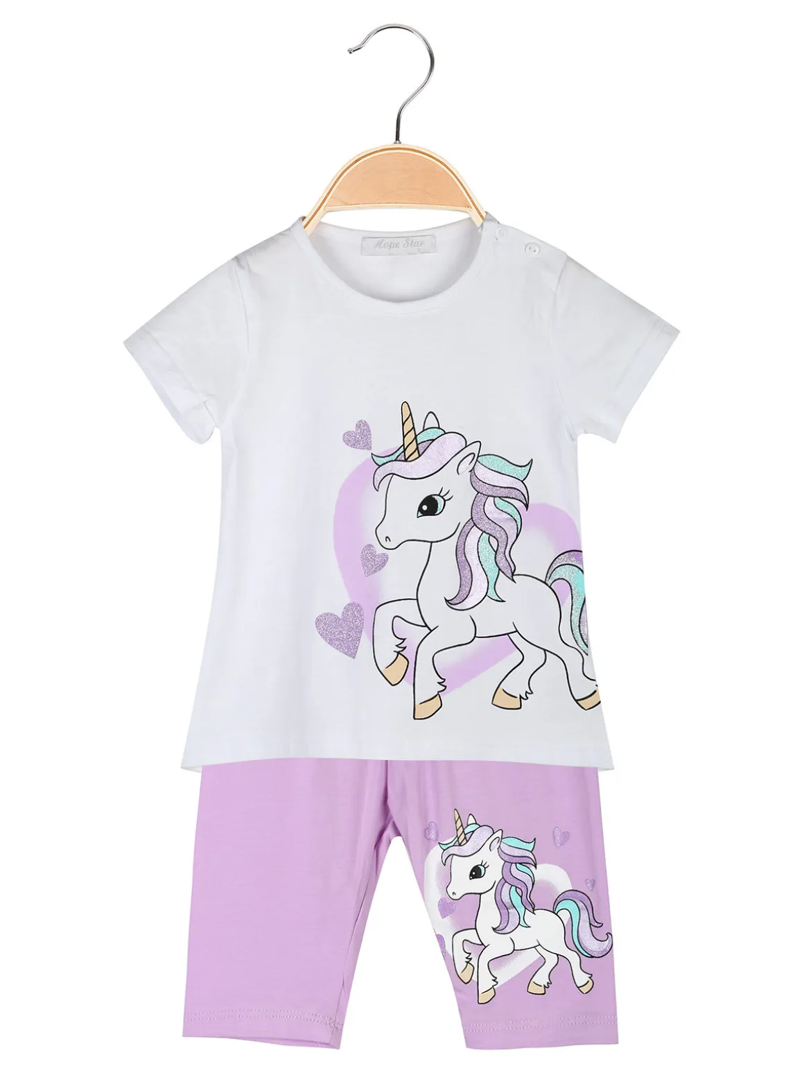 Hope Star Completo corto da neonata con t-shirt e leggings unicorno
