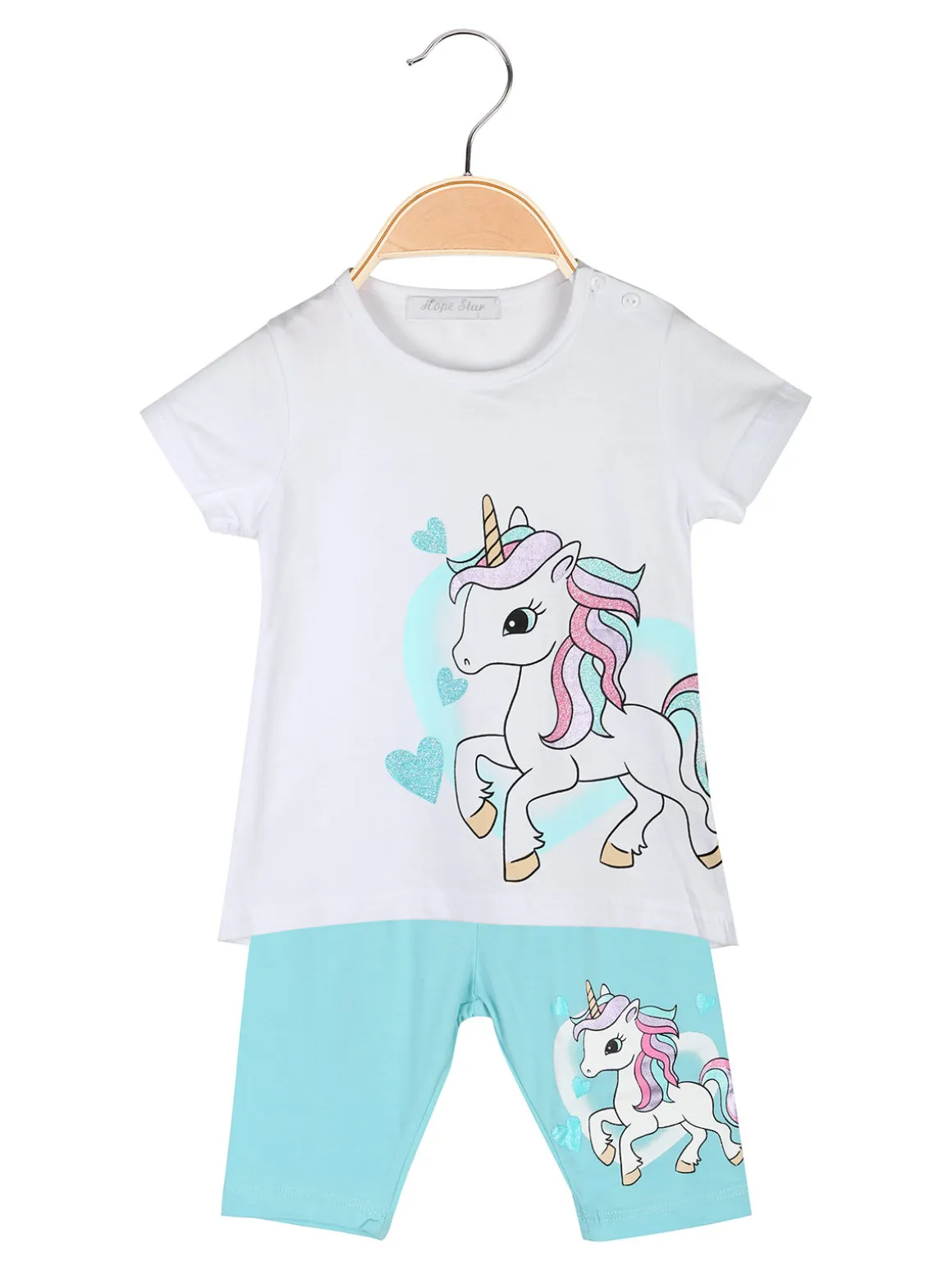 Hope Star Completo corto da neonata con t-shirt e leggings unicorno