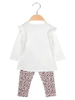 Hope Star Completo da neonata 2 pezzi con maglietta e leggins cuori in velluto - bianco
