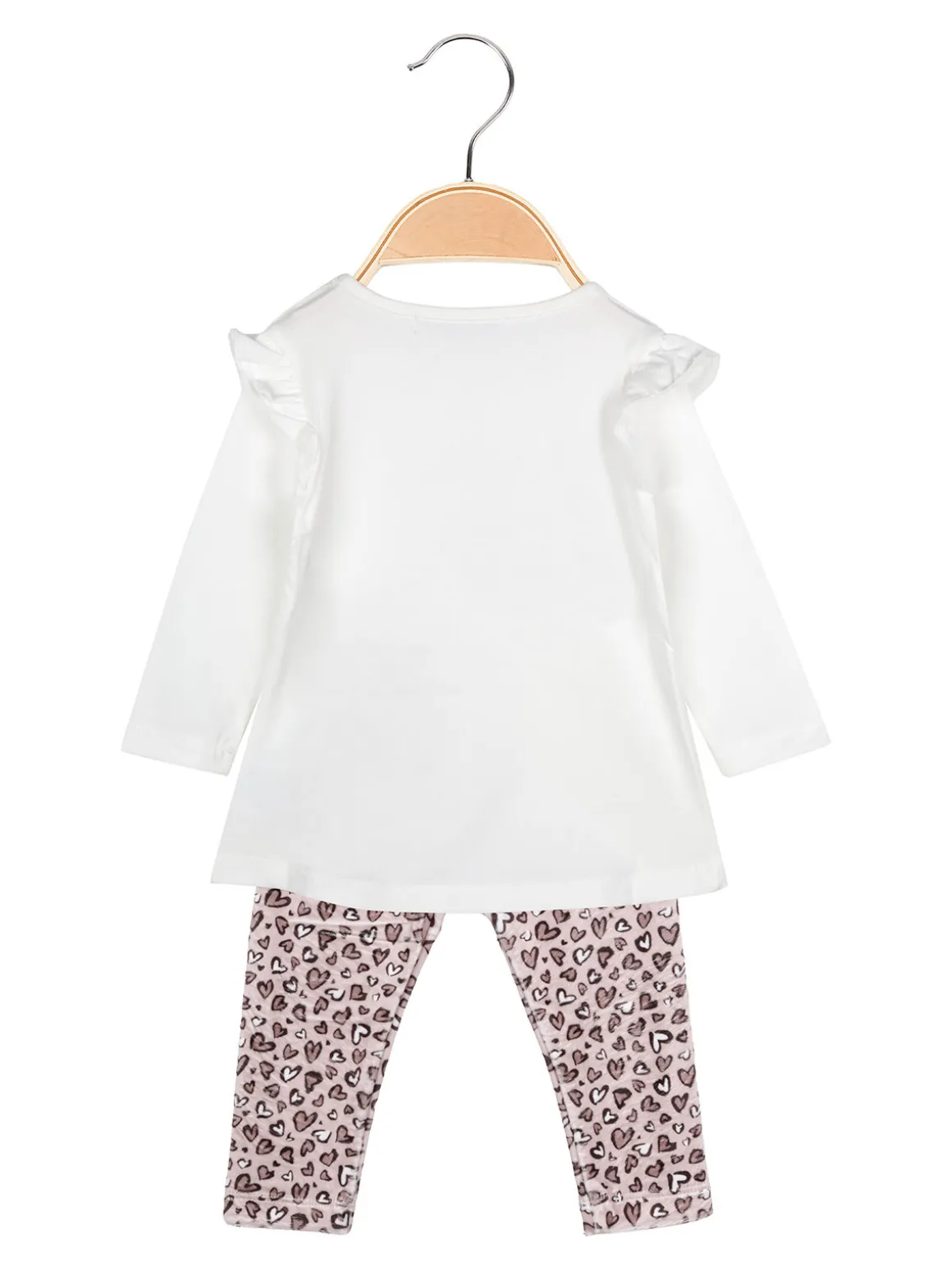 Hope Star Completo da neonata 2 pezzi con maglietta e leggins cuori in velluto - bianco