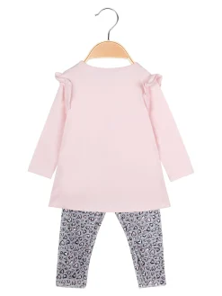Hope Star Completo da neonata 2 pezzi con maglietta e leggins cuori in velluto - rosa