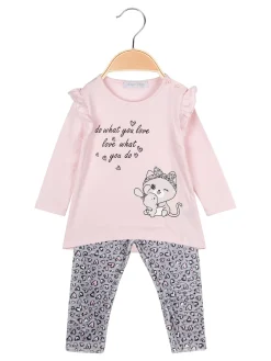 Hope Star Completo da neonata 2 pezzi con maglietta e leggins cuori in velluto - rosa