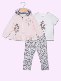 Hope Star Completo da neonata 3 pezzi con cappuccio e leggings fiorati