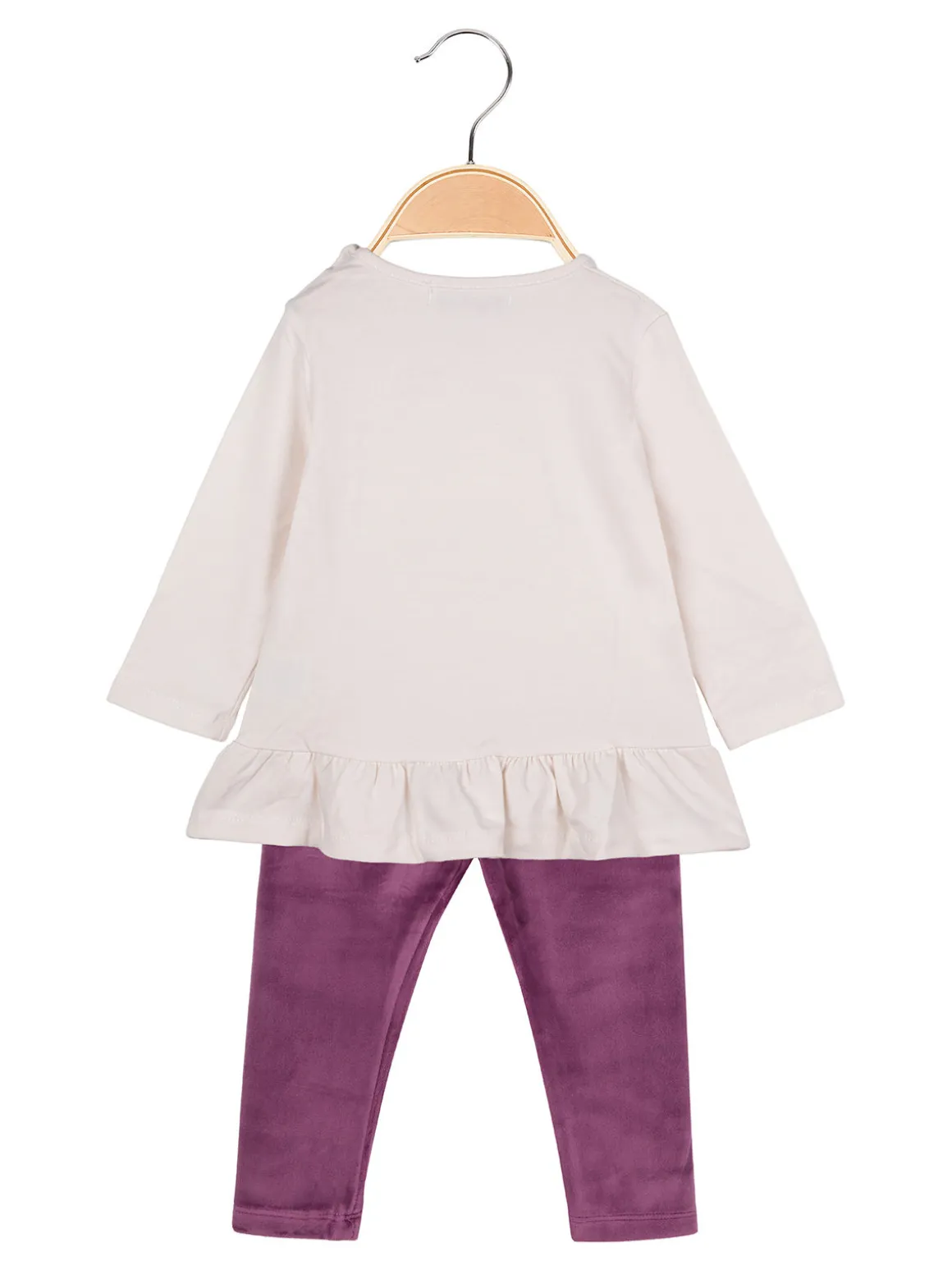 Hope Star Completo lungo da neonata con maglietta e leggings in ciniglia - beige