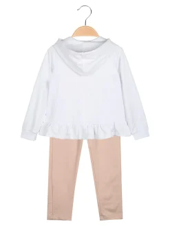 Hope Star Completo 3 pezzi da bambina con cappuccio e zip - bianco
