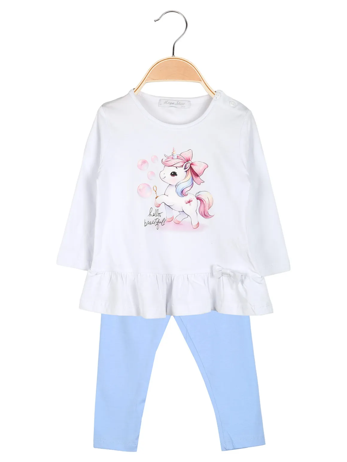 Hope Star Completo 2 pezzi da neonata con maglietta e leggings - azzurro