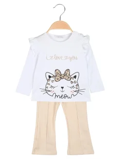 Hope Star Completo 2 pezzi da neonata con maglietta e leggings a costine - bianco