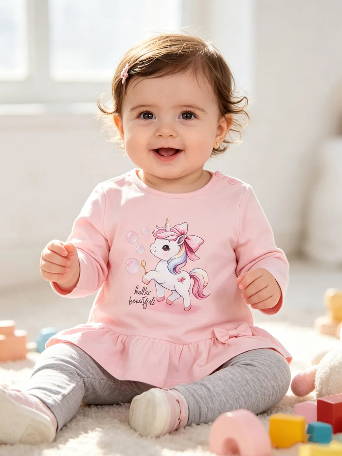 Hope Star Completo 2 pezzi da neonata con maglietta e leggings - grigio