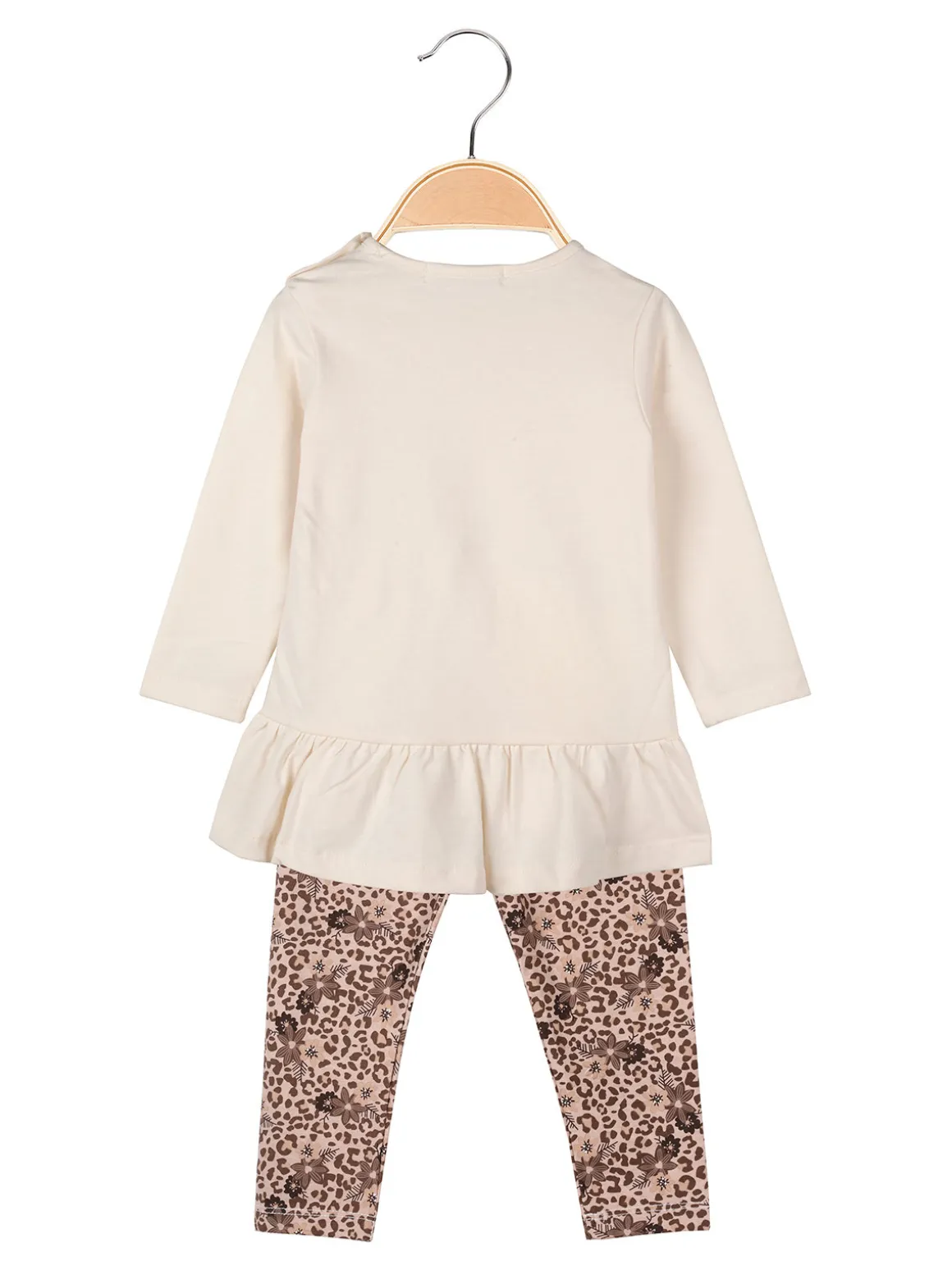 Hope Star Completo 2 pezzi da neonata con maglietta e leggings a fantasia - panna