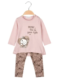 Hope Star Completo 2 pezzi da neonata con maglietta e leggings a fantasia - rosa