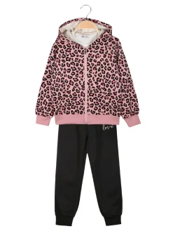 Hope Star Completo tuta da bambina maculata 3 pezzi con cappuccio e zip - rosa
