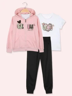 Hope Star Completo tuta da bambina con cappuccio e zip - rosa