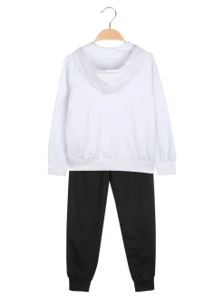 Hope Star Completo tuta da bambina 3 pezzi con paillettes cappuccio e zip - bianco