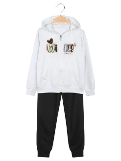 Hope Star Completo tuta da bambina con cappuccio e zip - bianco