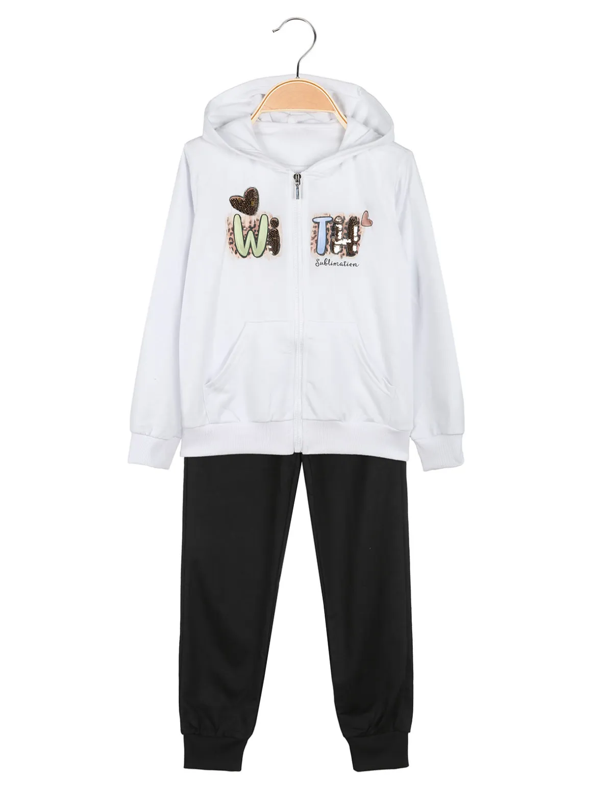 Hope Star Completo tuta da bambina con cappuccio e zip - bianco