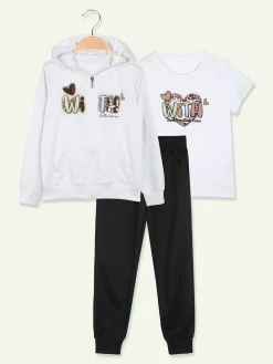Hope Star Completo tuta da bambina con cappuccio e zip - bianco