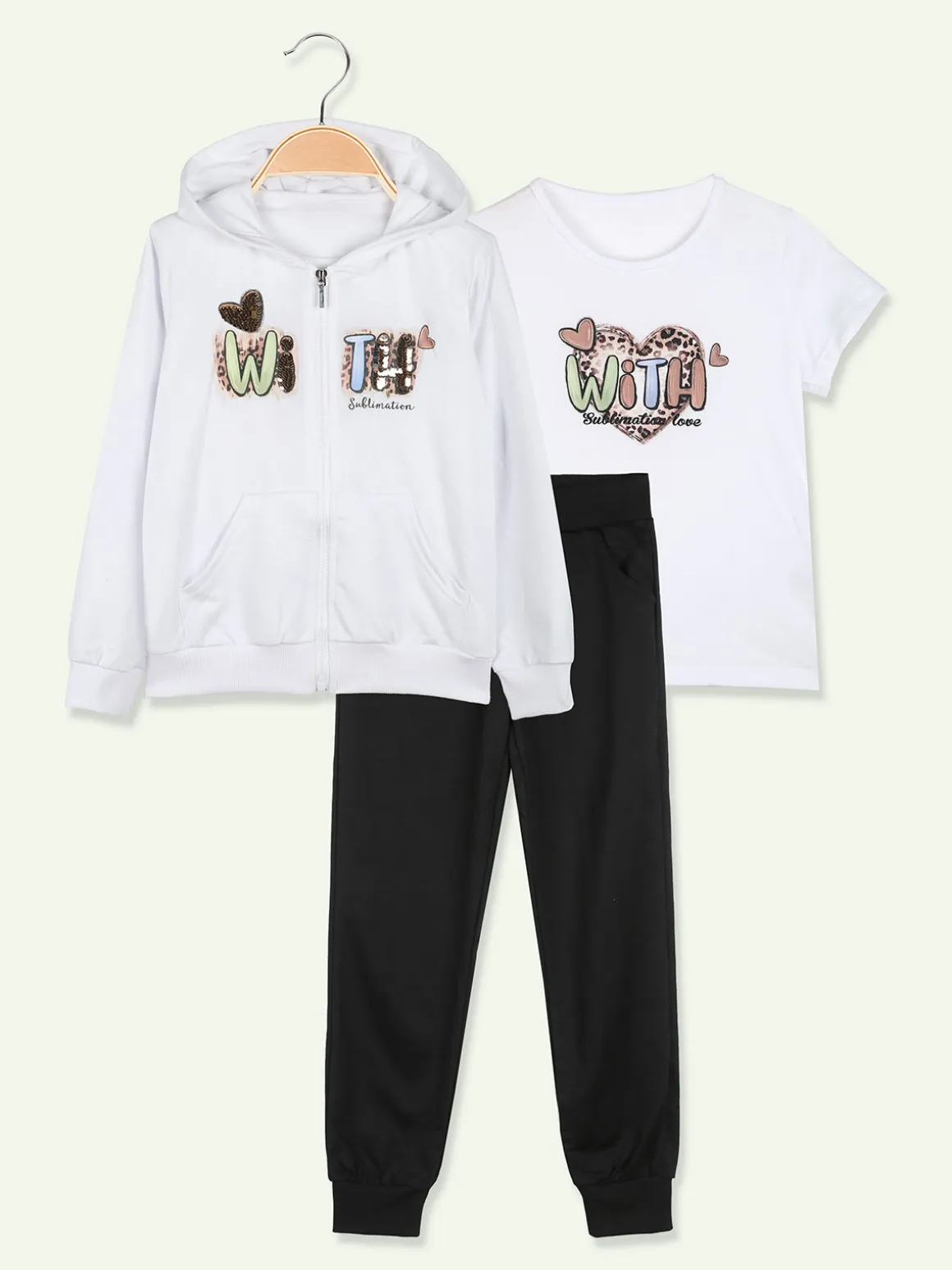 Hope Star Completo tuta da bambina con cappuccio e zip - bianco