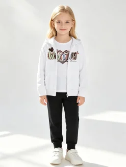 Hope Star Completo tuta da bambina con cappuccio e zip - bianco