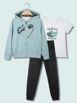 Hope Star Completo tuta da bambina 3 pezzi con cappuccio e zip
