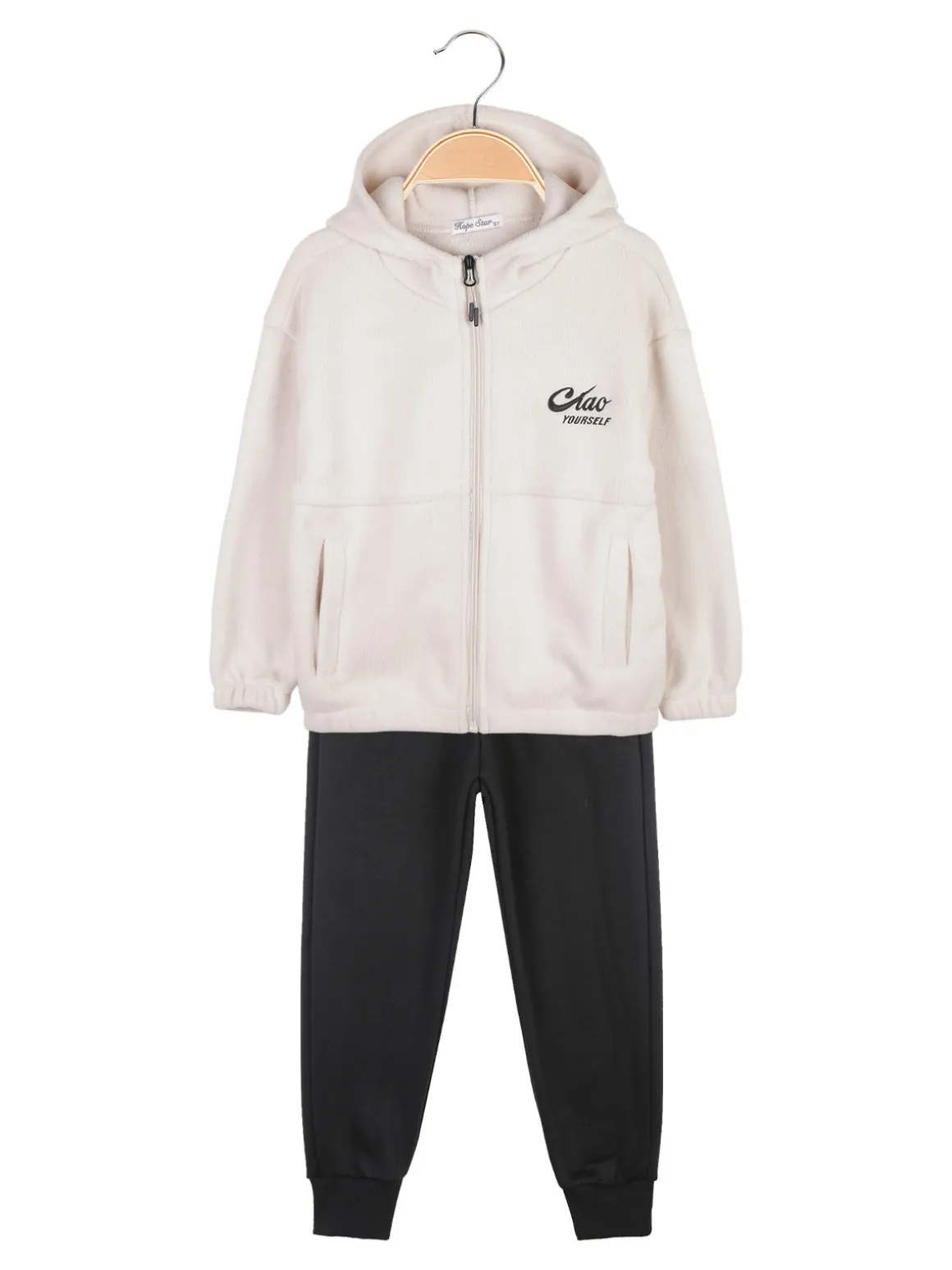 Hope Star Completo tuta da bambina 2 pezzi con felpa in pile con cappuccio e zip