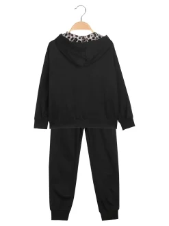 Hope Star Completo tuta 3 pezzi da bambina con cappuccio e zip - nero
