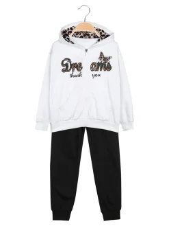 Hope Star Completo tuta 3 pezzi da bambina con cappuccio e zip - bianco