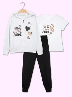 Hope Star Completo tuta 3 pezzi da bambina con cappuccio e zip