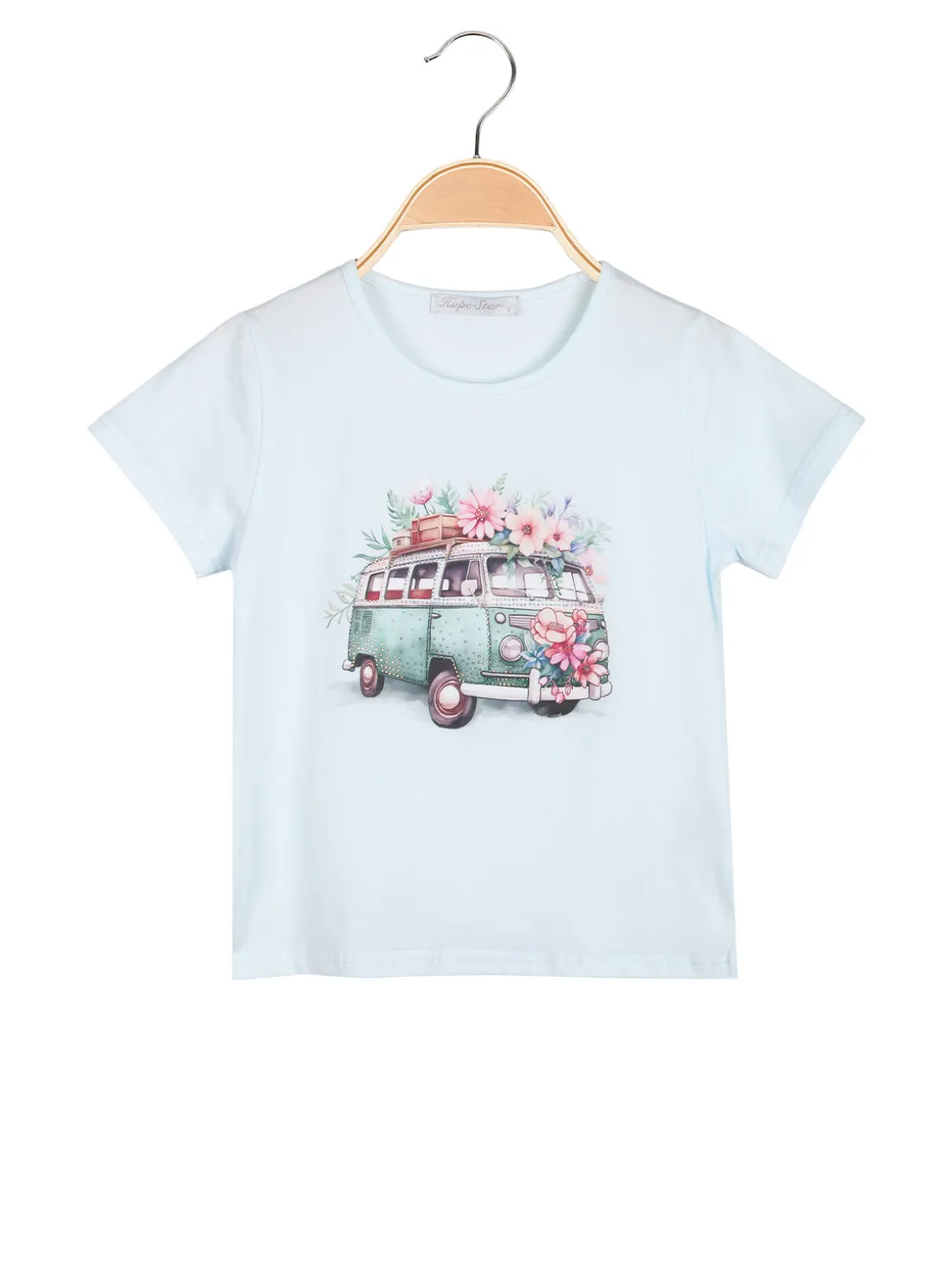 Hope Star T-shirt da bambina in cotone con stampa e strass - blu
