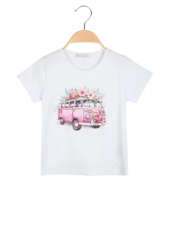 Hope Star T-shirt da bambina in cotone con stampa e strass - bianco