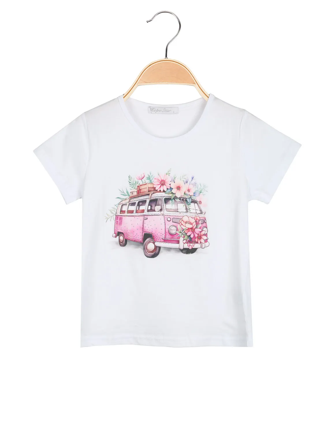 Hope Star T-shirt da bambina in cotone con stampa e strass - bianco