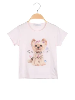 Hope Star T-shirt da bambina in cotone con stampa disegno e strass - rosa