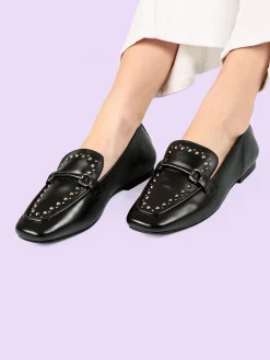 Hosis Mocassini donna in pelle con borchie