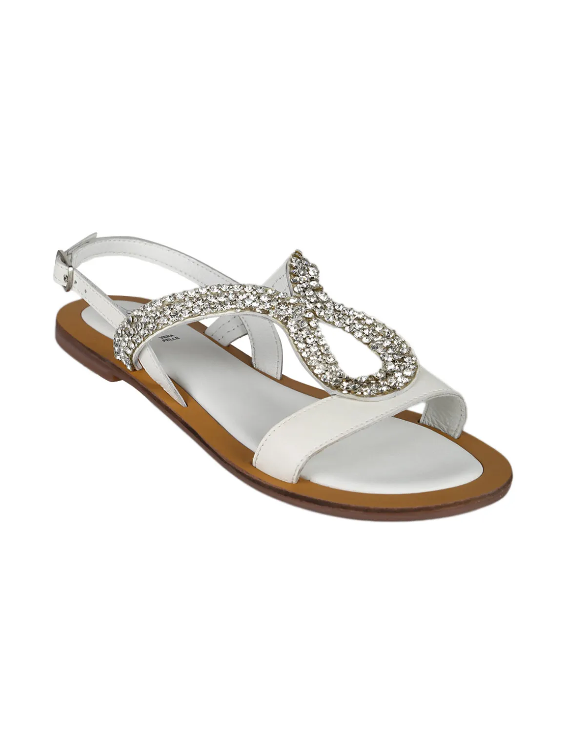 Hosis Sandali bassi in pelle con strass