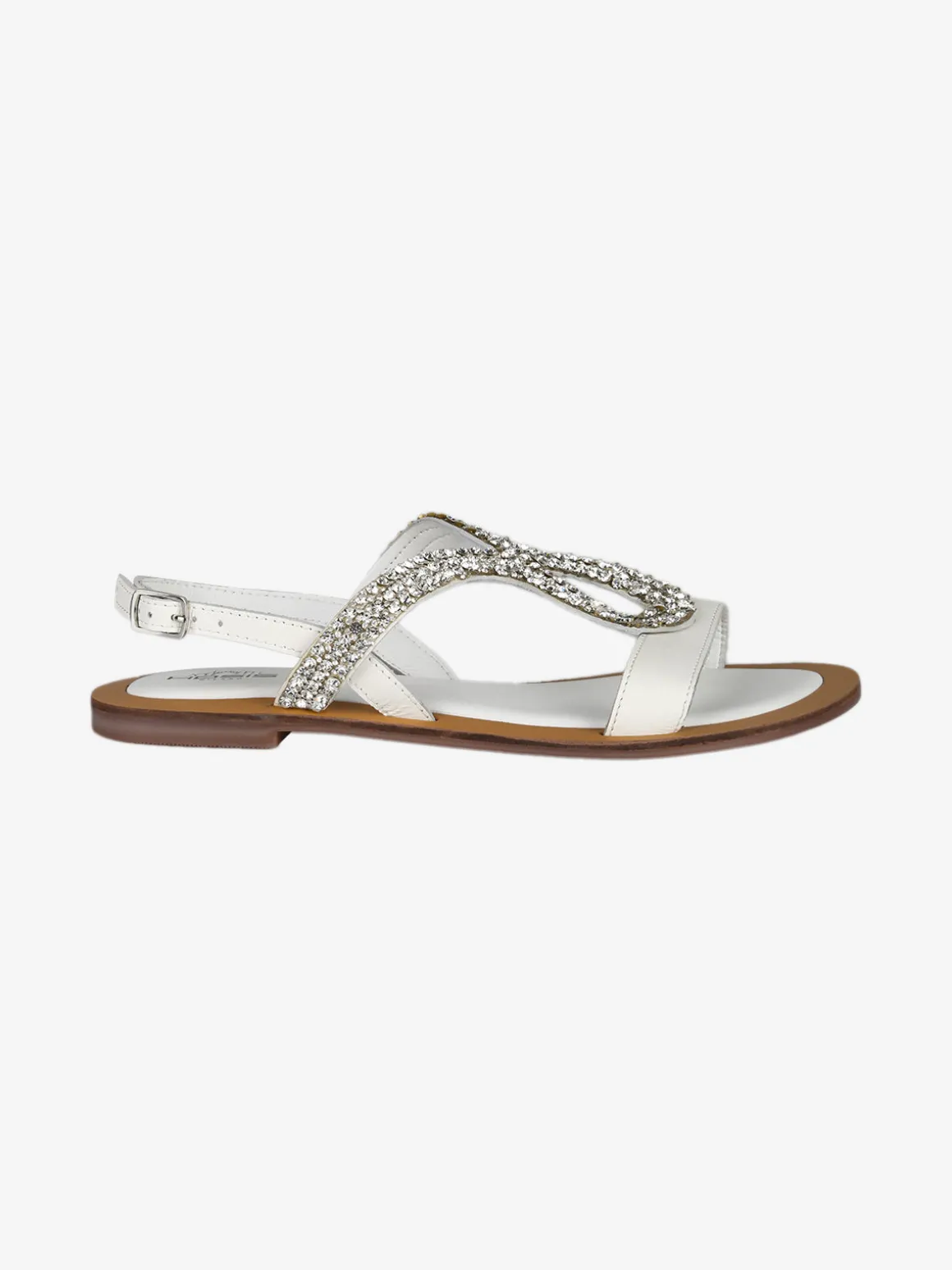 Hosis Sandali bassi in pelle con strass