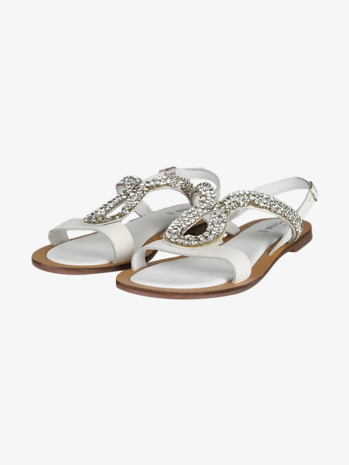 Hosis Sandali bassi in pelle con strass