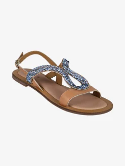 Hosis Sandali bassi in pelle con strass