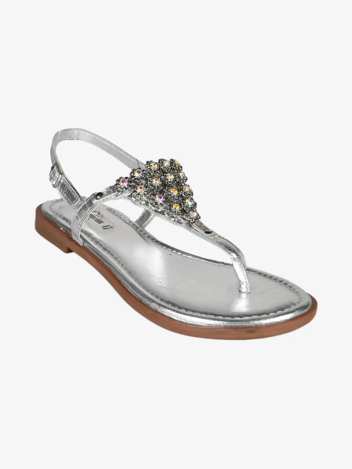 Hosis Sandali donna gioiello a infradito in pelle
