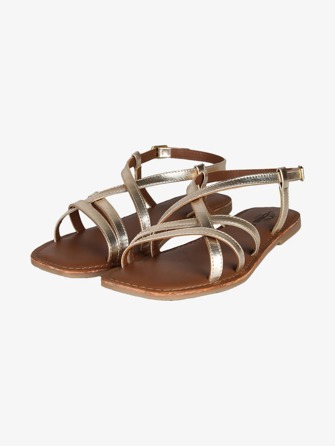 Hosis Sandali donna in pelle con fascette intrecciate