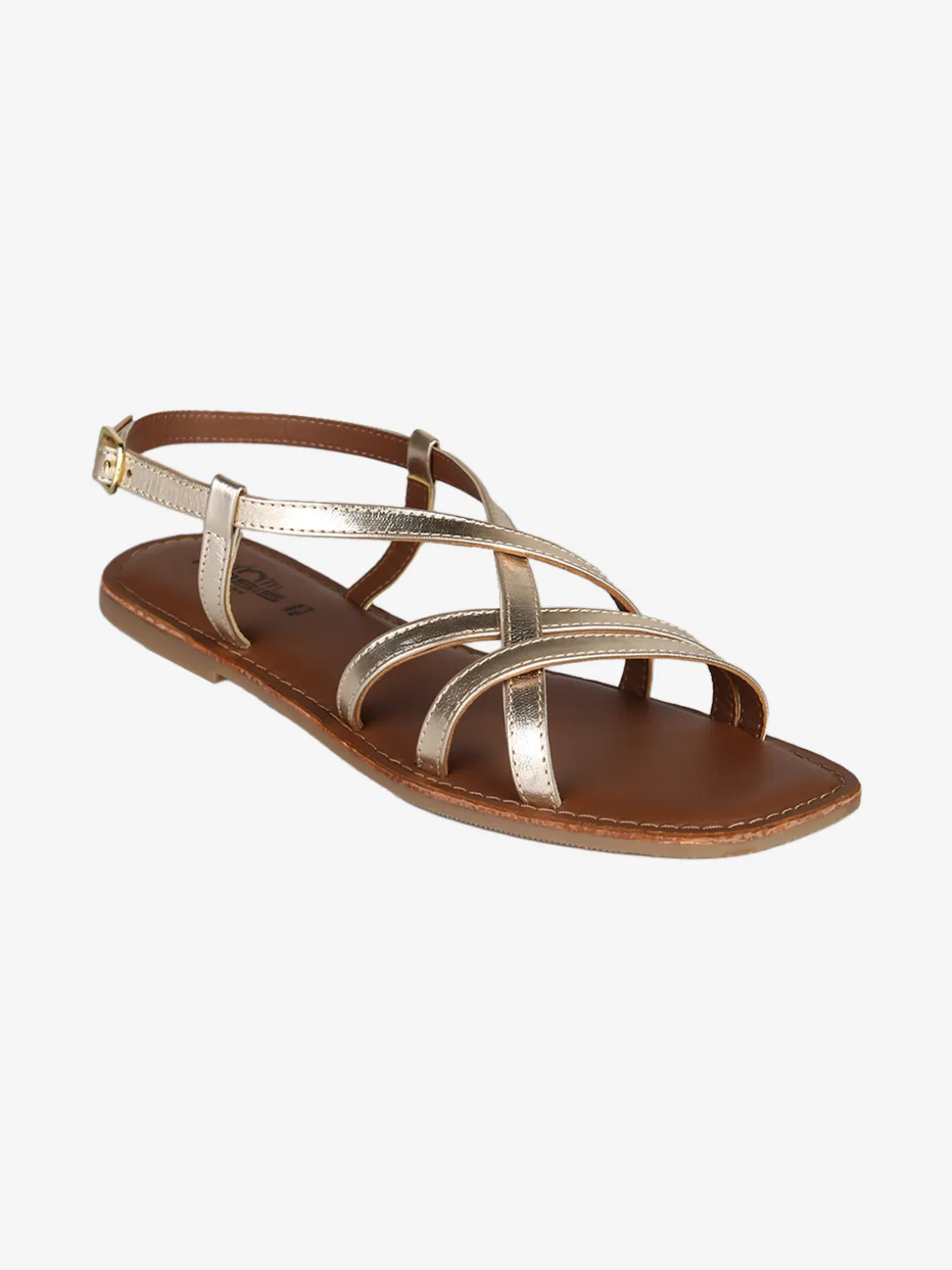 Hosis Sandali donna in pelle con fascette intrecciate