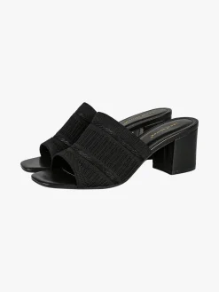 Ideal Shoes Ciabatte donna con tacco e fascia in tessuto