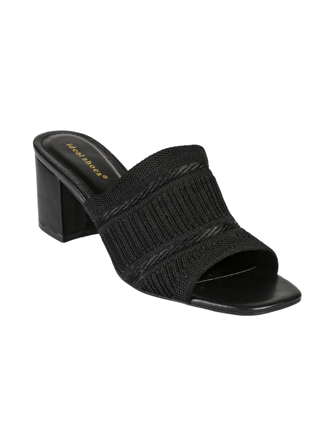 Ideal Shoes Ciabatte donna con tacco e fascia in tessuto