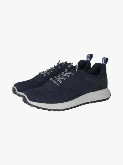 Igi&Co Sneakers da uomo in maglia con plantare in pelle e lacci elastici - blu scuro