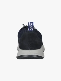 Igi&Co Sneakers da uomo in maglia con plantare in pelle e lacci elastici - blu scuro