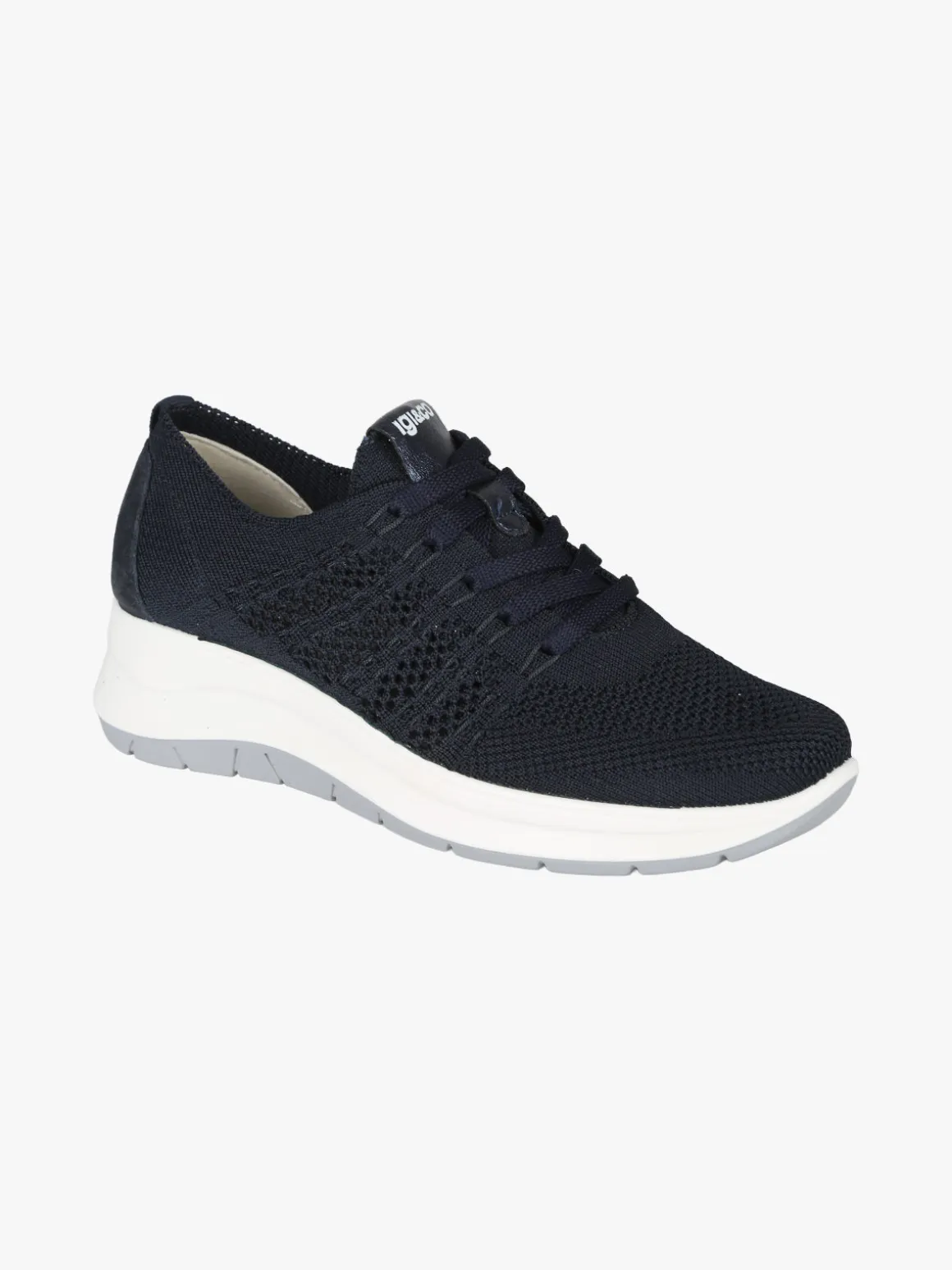 Igi&Co Sneakers donna in maglia con plantare in pelle e zeppa - blu scuro