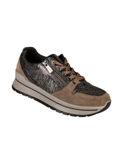Igi&Co Sneakers donna in pelle con zip e lacci - bronzo