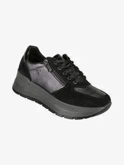 Igi&Co Sneakers donna in pelle con zeppa platform - nero