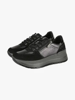 Igi&Co Sneakers donna in pelle con zeppa platform - nero