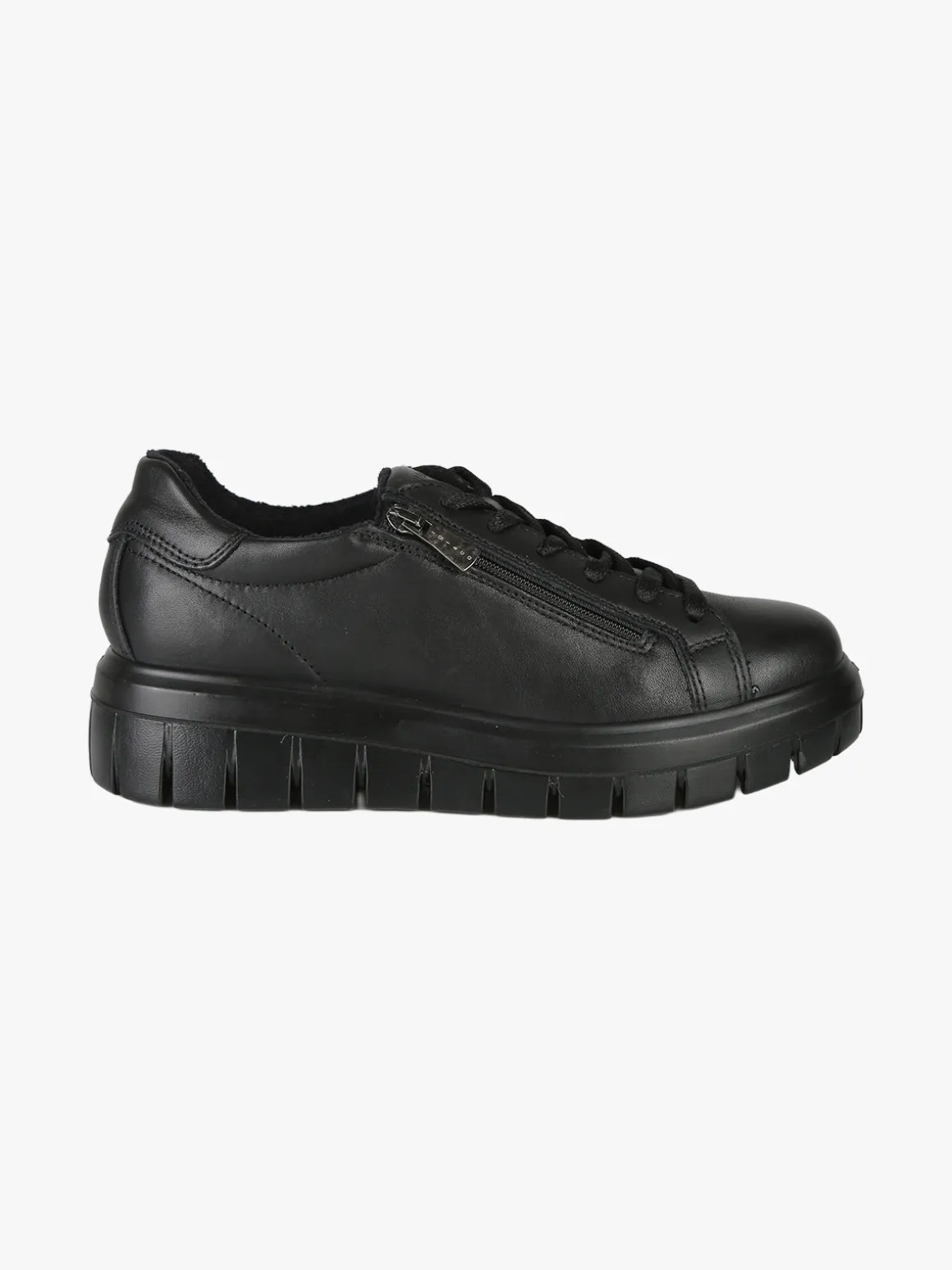 Igi&Co Sneakers donna in pelle con lacci e zip - nero